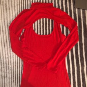 Red Long Sleeve Cutout Dress